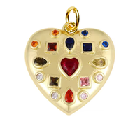 Colorful Zircon Heart Charm