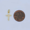 24K Gold Filled Micro Paved CZ Cross Mini Charm