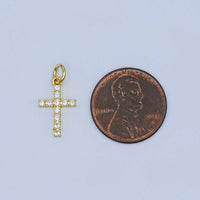 24K Gold Filled Micro Paved CZ Cross Mini Charm