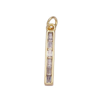 24K Gold Filled 25mm Clear Baguette CZ Linear Bar Charm | E348