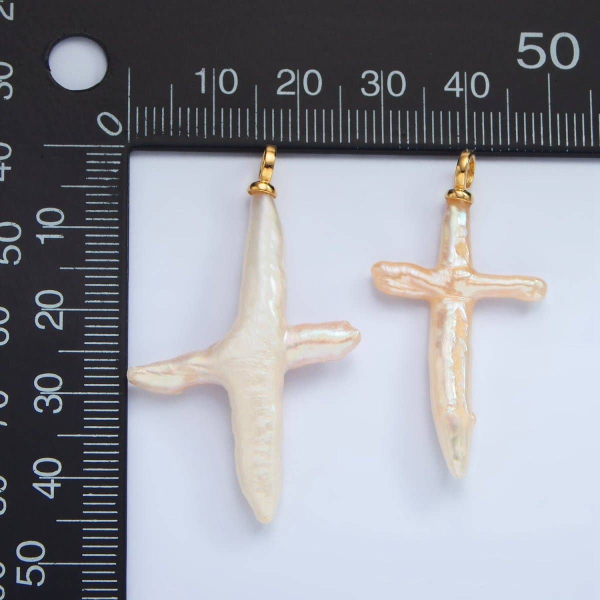 16K Gold Filled White Baroque Freshwater Pearl Cross Pendant