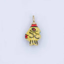 24K Gold Filled Blue, Green, Yellow Fish Ceramic Drop Pendant