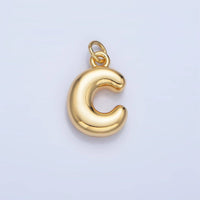 24K Gold Filled 17mm Initial Letter Chubby Balloon Charm