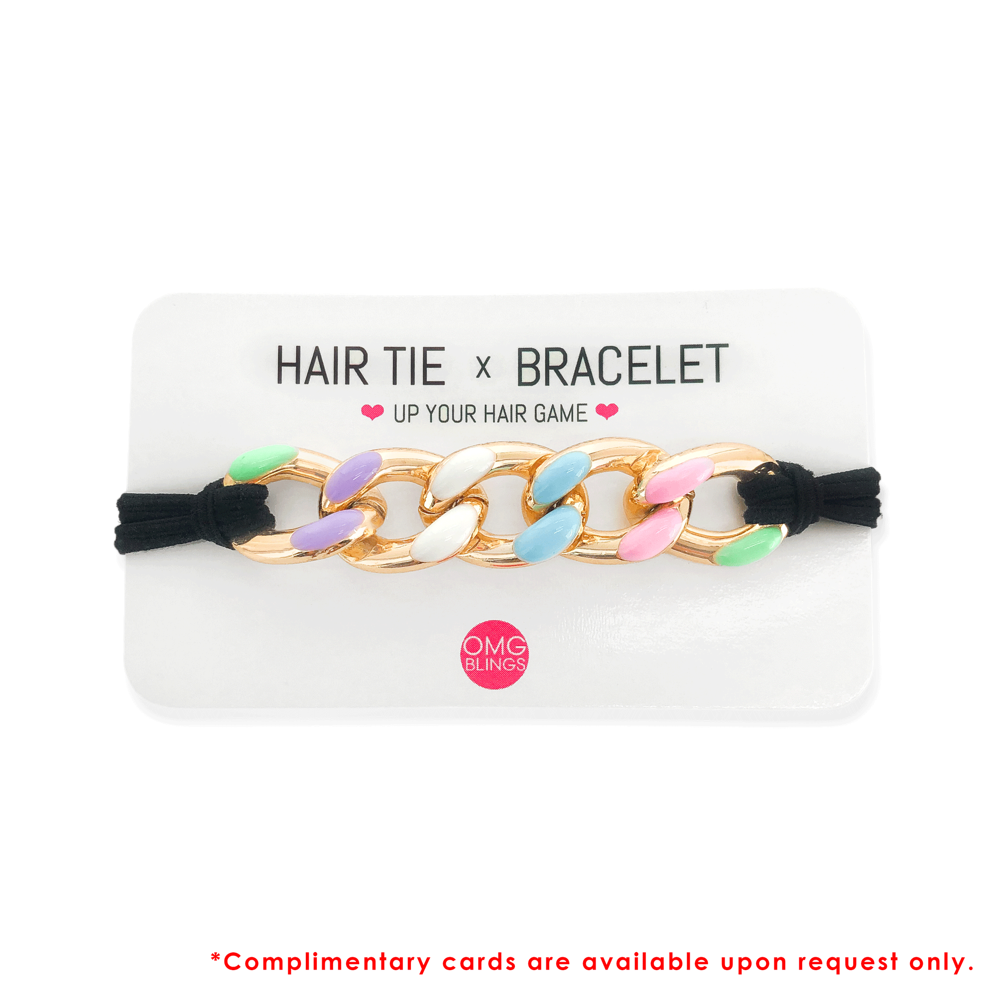 5pc Enamel Hair Tie in Pastel - Bracelet Set