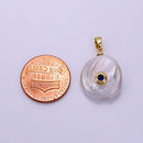 14K Gold Filled 25mm Blue, Clear CZ Keshi Freshwater Pearl Pendant