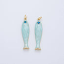 18K Gold Filled Blue, Green, Red Enamel Sardine Fish Charm
