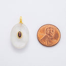 18K Gold Filled 26mm Natural Stone Pendant Oval Gemstone Charm
