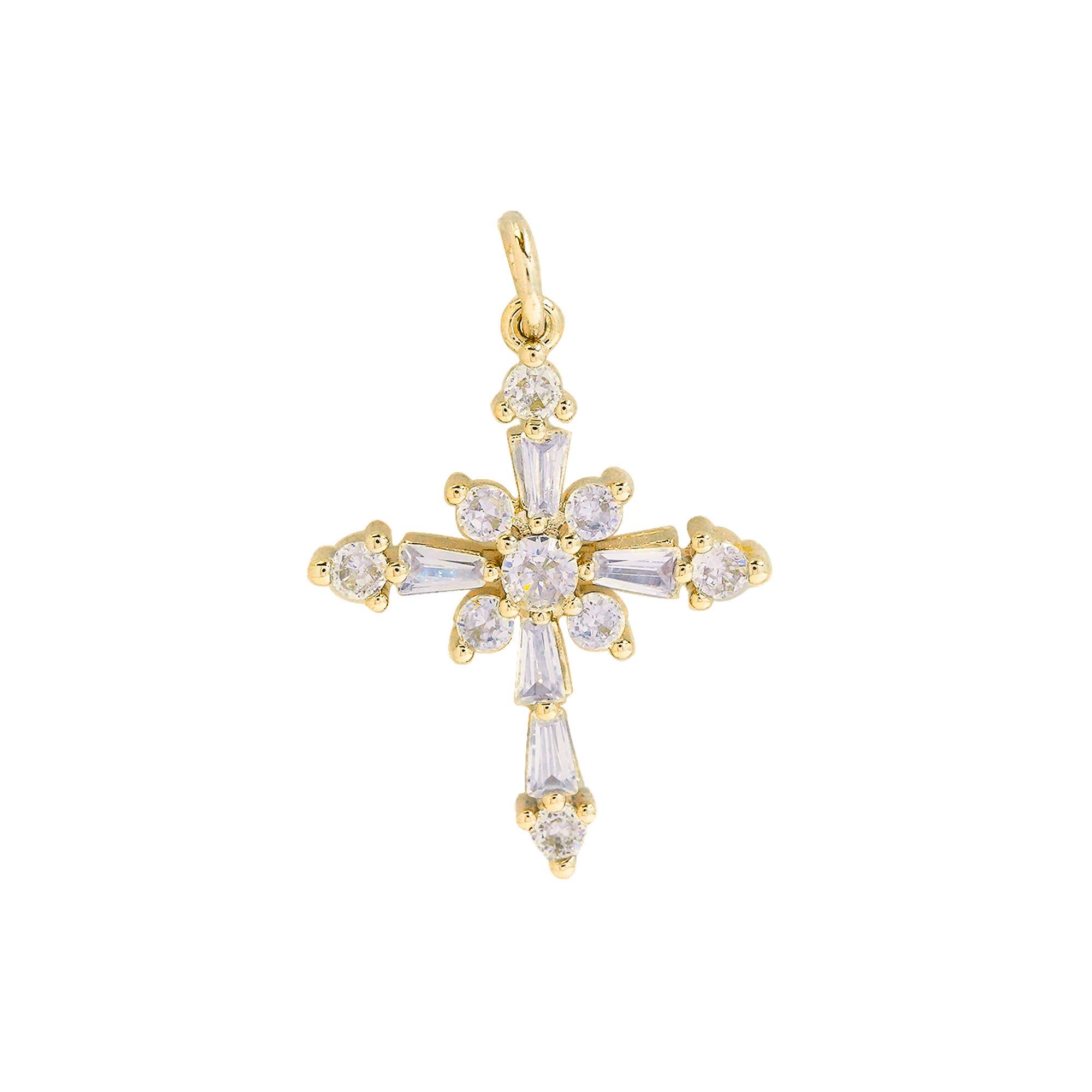 Gold Burst Cross Charm For Charm Necklace