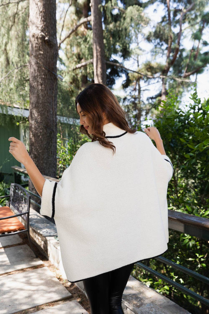 Cozy Turtle Neck Poncho With Arm Holes