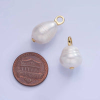 14K Gold Filled White Ringed Baroque Freshwater Pearl Drop Pendant