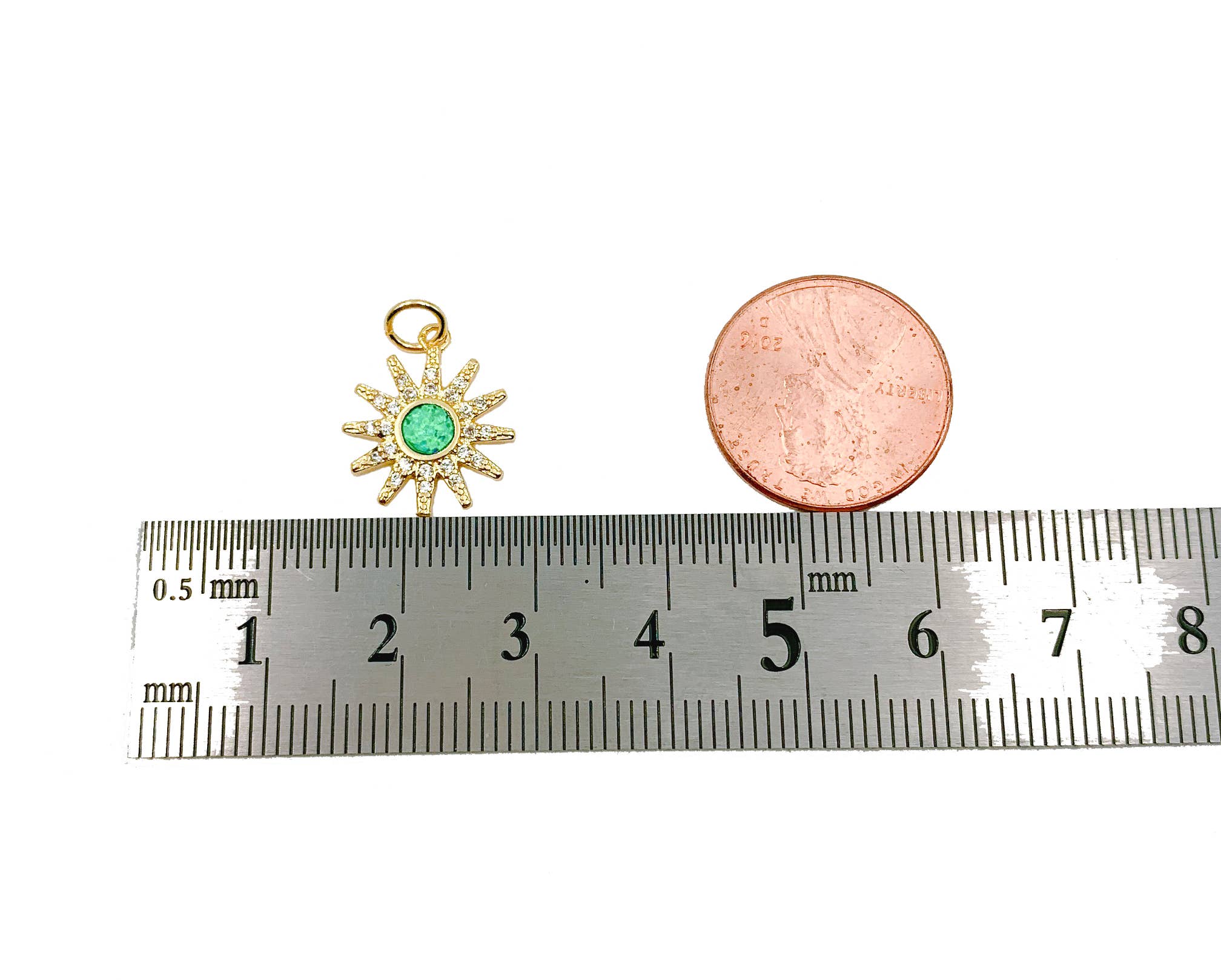 Gold Filled Opal Star Charm Pendant CZ Micro Pave