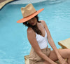 Coral Two Tone Safari Straw Sun Hat