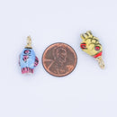 24K Gold Filled Blue, Green, Yellow Fish Ceramic Drop Pendant