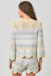 Open Stitch High Low Knit Cover Up Top