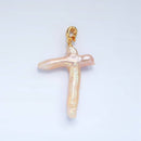 24K Gold Filled White Freshwater Pearl Religious Cross Pendant