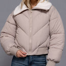 Long Sleeve Sherpa Collar Puffer Jacket