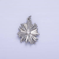14K Gold Filled Sunburst Flower Petal Clear CZ Charm