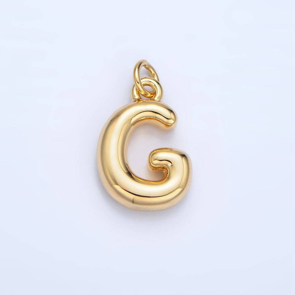 24K Gold Filled 17mm Initial Letter Chubby Balloon Charm | A1513 - A1525