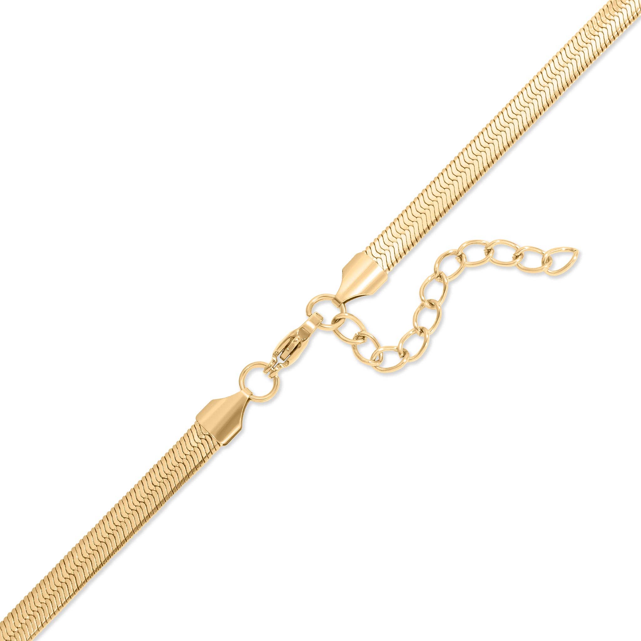 18K Gold Herringbone Charm Necklace