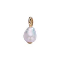 14K Gold Filled 14mm Ringed Freshwater Pearl Drop Pendant