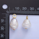 14K Gold Filled White Ringed Baroque Freshwater Pearl Drop Pendant