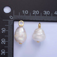 14K Gold Filled White Ringed Baroque Freshwater Pearl Drop Pendant