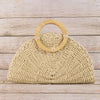 Straw Woven Half Moon Round Top Handle Bag (In stock week of March 16th)