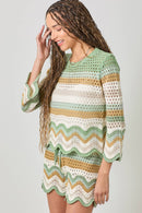 Open Stitch High Low Knit Cover Up Top