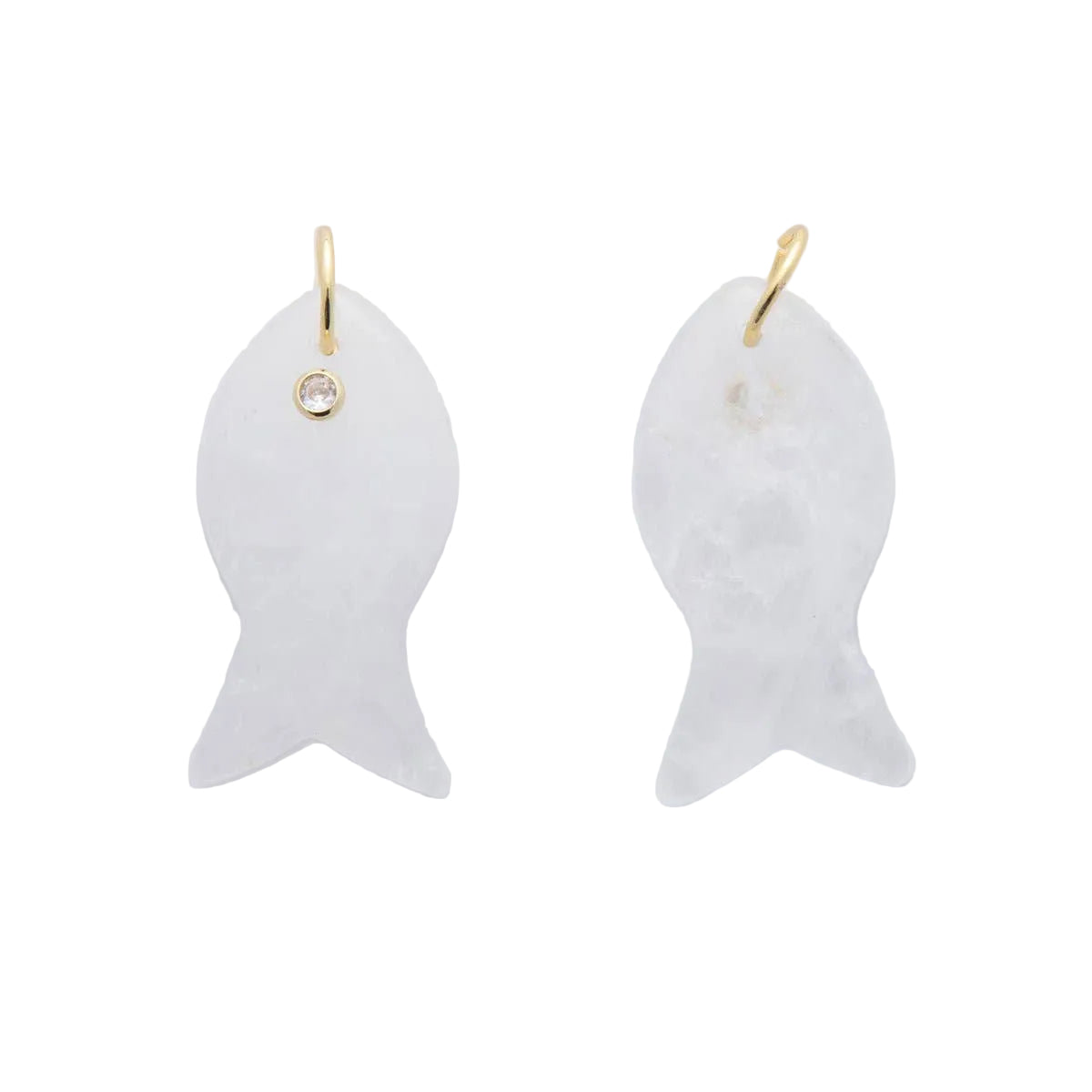 Natural Gemstone Fish Charm in Clear Quartz