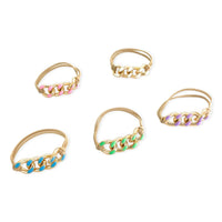 5pc Enamel Hair Tie in Pastel - Bracelet Set