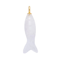 18K Gold Filled 48mm Gemstone Sardine Fish Charm in White Quartz