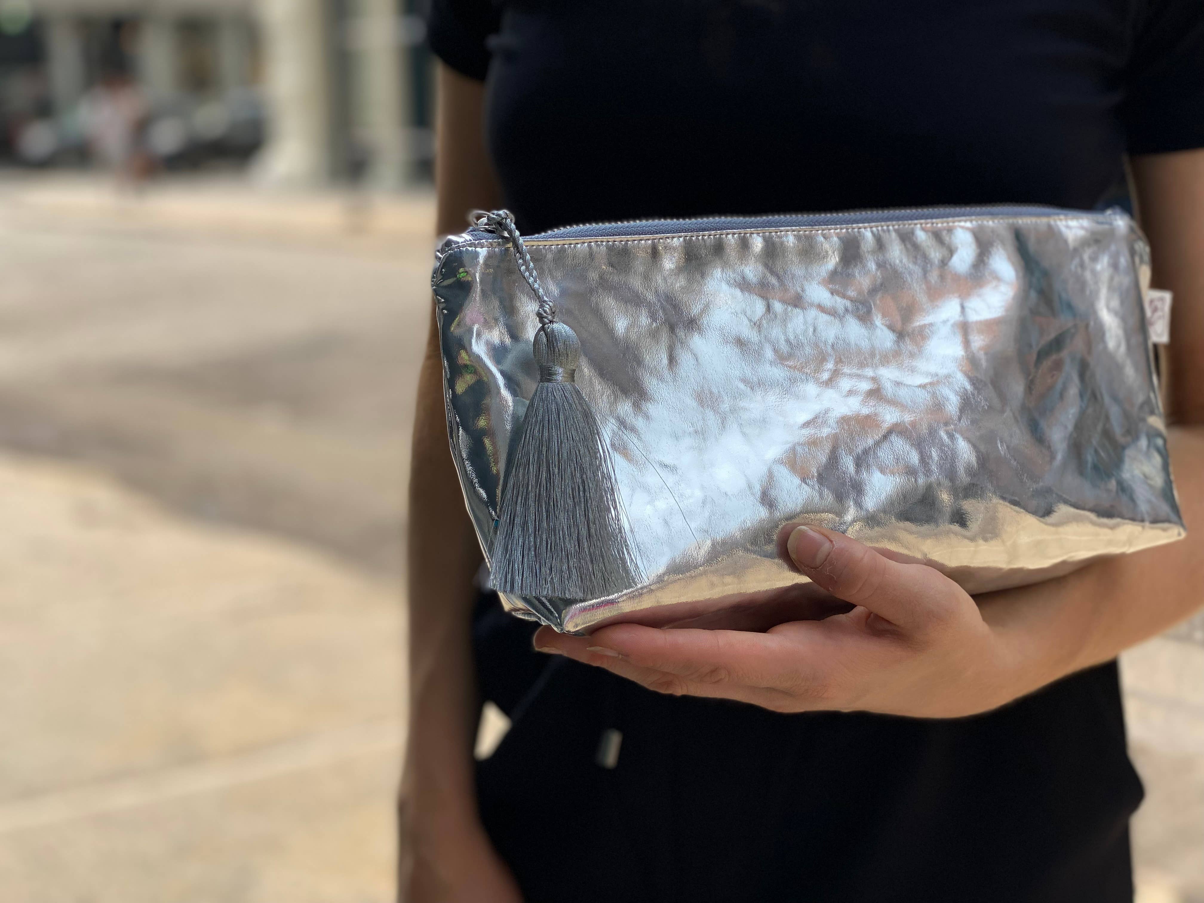 Silver Metallic Clutch