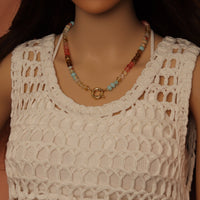 Mixed Gemstone Charm Necklace