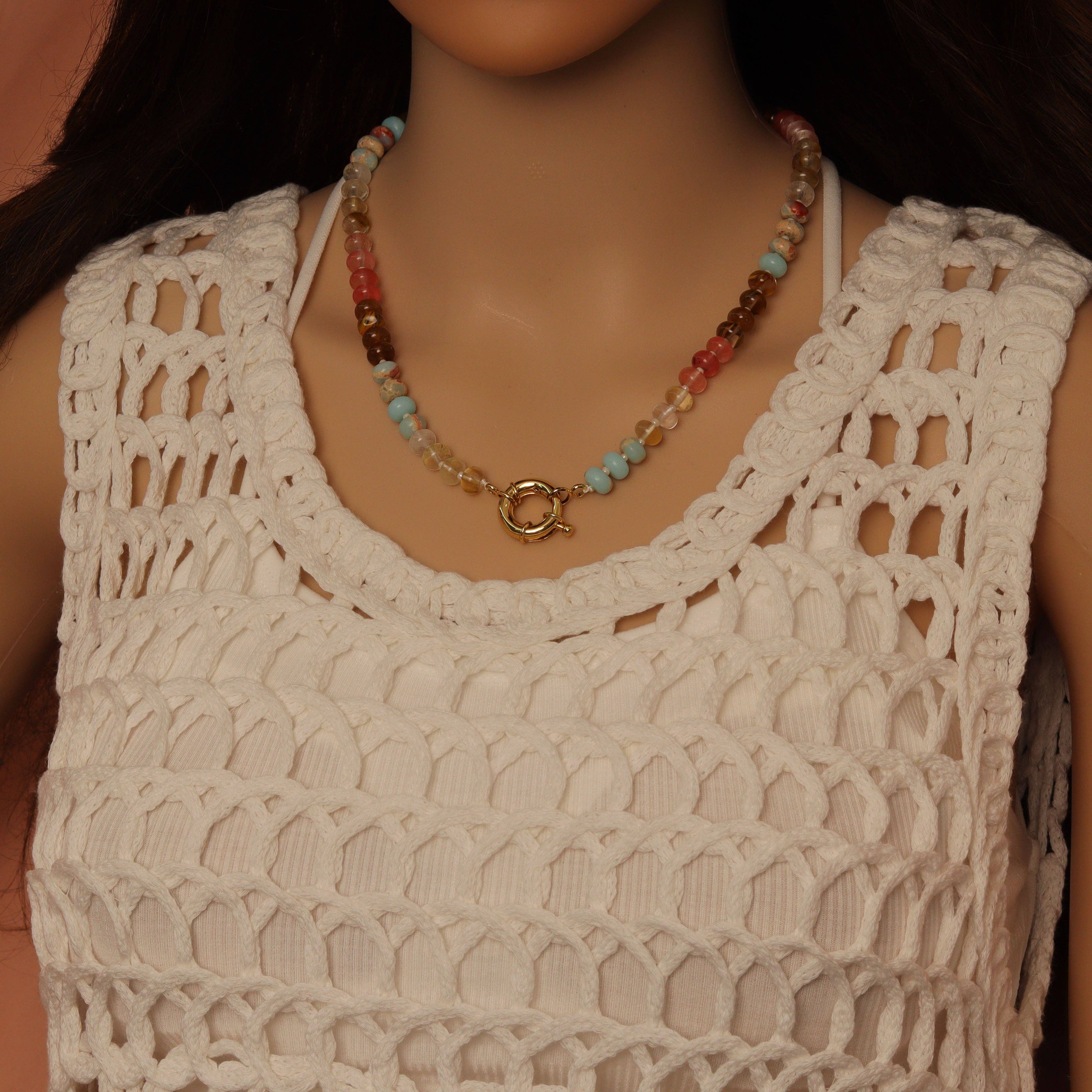 Mixed Gemstone Charm Necklace