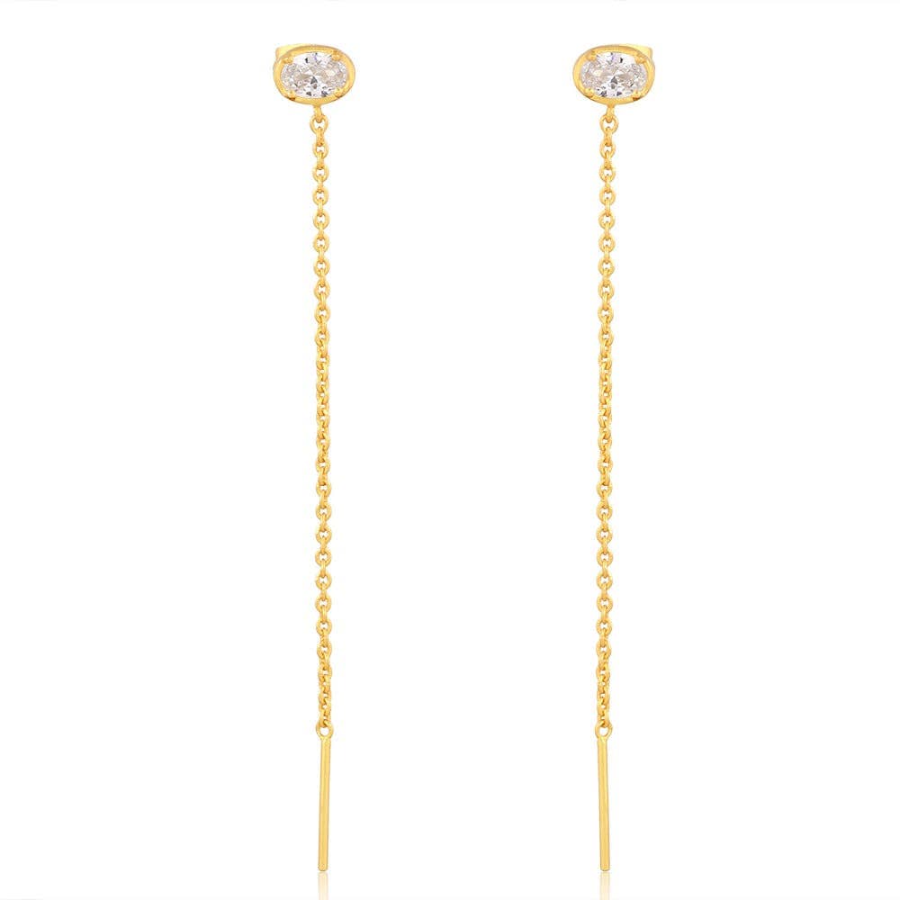 Amily Bezel and Gold Dangle Earrings