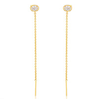 Amily Bezel and Gold Dangle Earrings