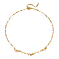3 Cluster - CZ Gold Layered Stainless Steel Necklace - Waterproof