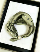 Paisley Print Satin Scarf with Pearl
