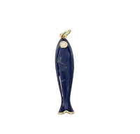 18K Gold Filled 37.5mm Blue & Champagne Enamel Under the Sea Sardine Fish Charm