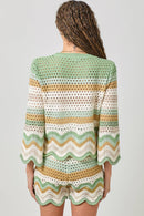 Open Stitch High Low Knit Cover Up Top