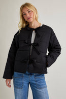 Puffer Jacket with Ribbon Tie on the Front