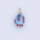 24K Gold Filled Blue, Green, Yellow Fish Ceramic Drop Pendant