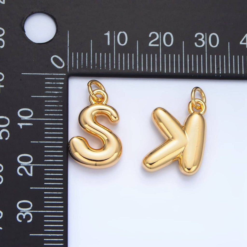 24K Gold Filled 17mm Initial Letter Chubby Balloon Charm | A1513 - A1525