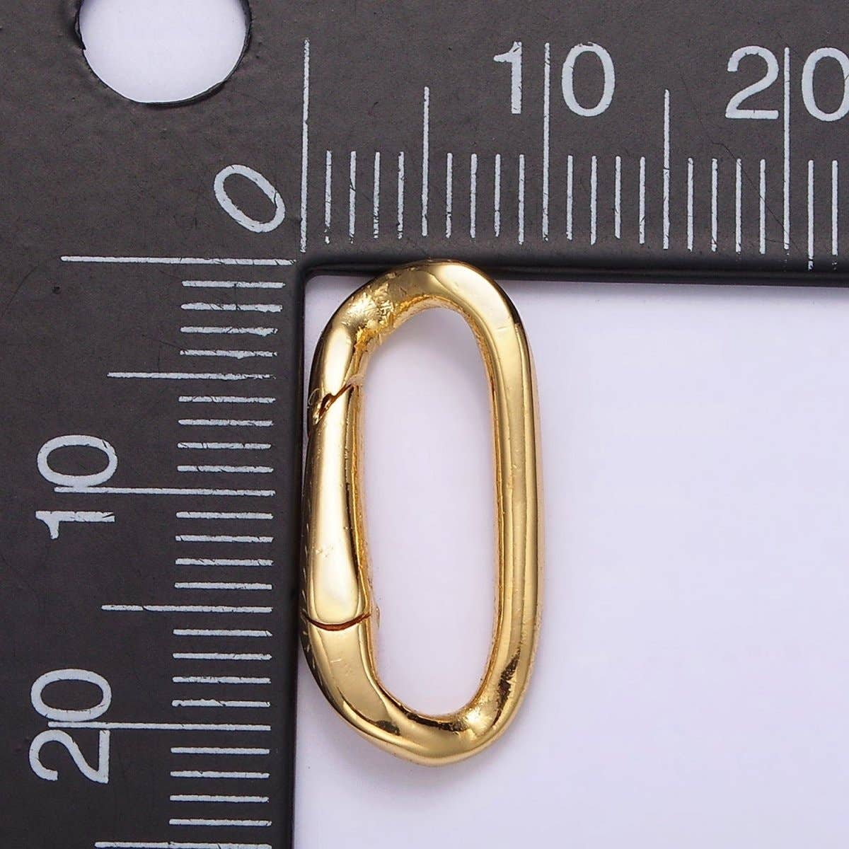 24K Gold Filled 21mm Edged Paperclip Oblong Push Spring Gate