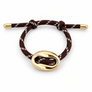 Chocolate Brown & Gold Oval Link Cord Bracelet