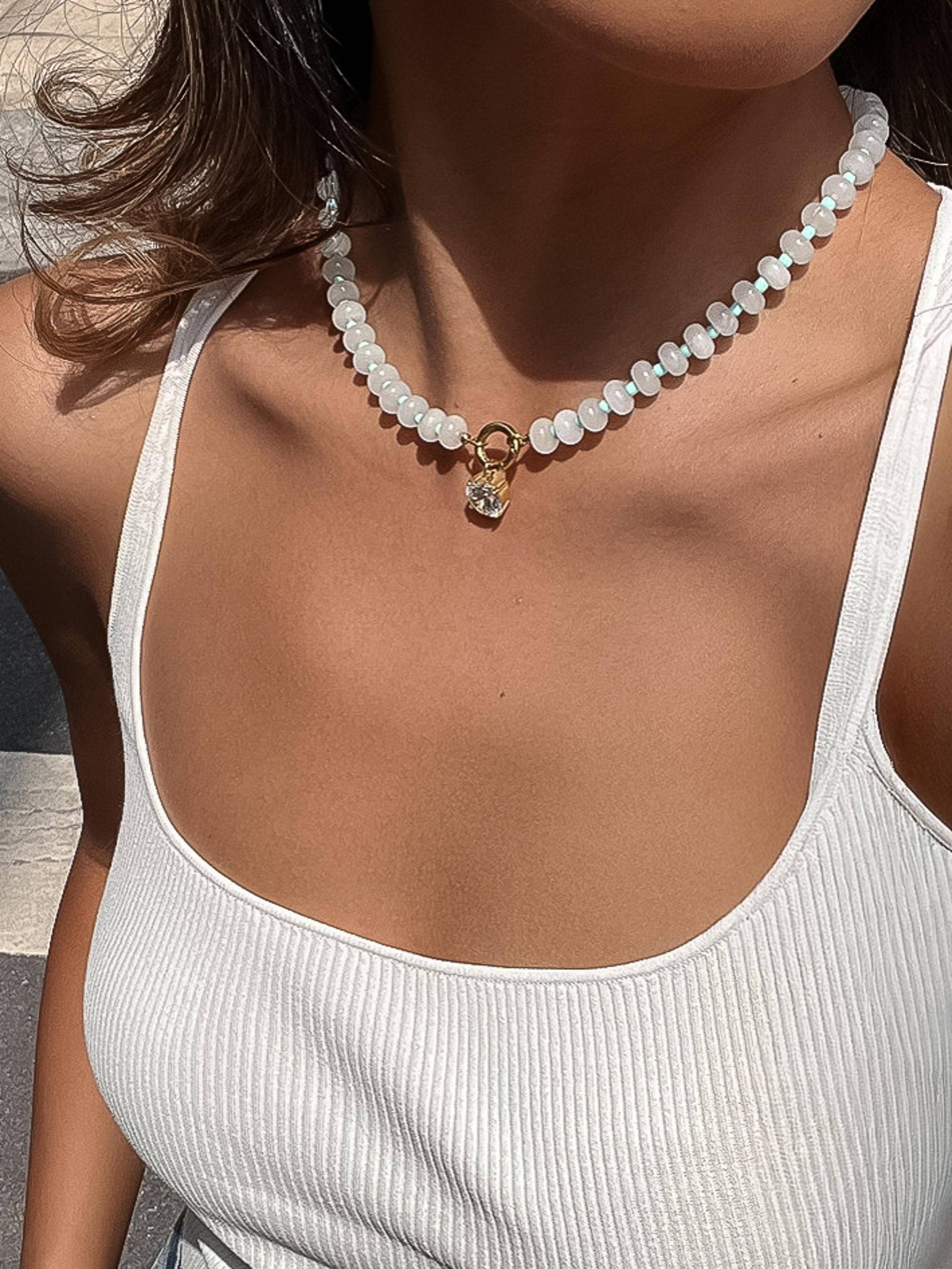 Annecy 18K Gold Non-Tarnish Boho Beaded CZ Necklace