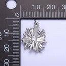 14K Gold Filled Sunburst Flower Petal Clear CZ Charm