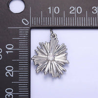 14K Gold Filled Sunburst Flower Petal Clear CZ Charm