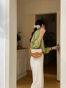 Buckle Décor Top Handle Canva Crossbody Bag