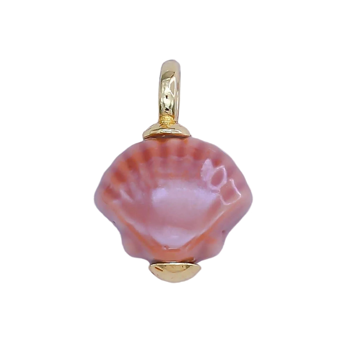24K Gold Filled Ceramic Art Pink Sea Shell Charm
